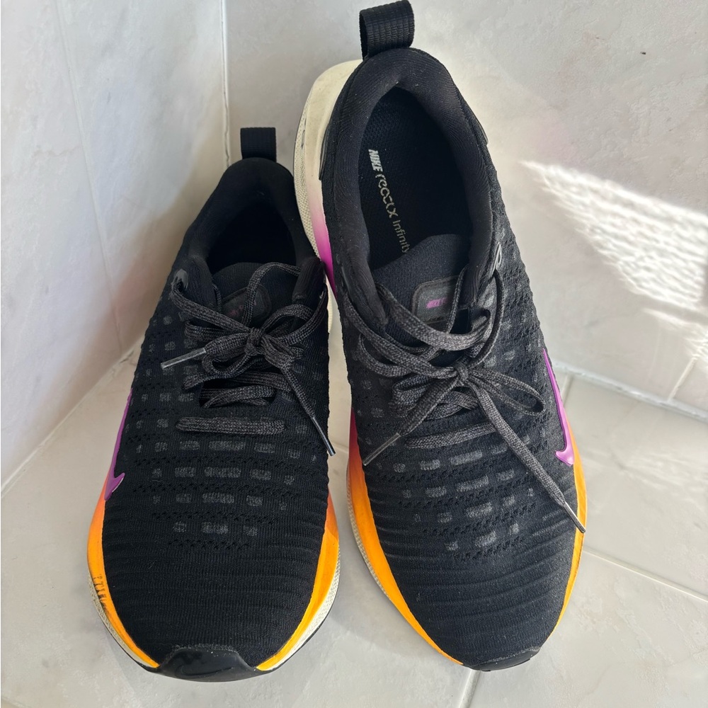 Nike Black and Orange Sneakers with Knit Material
